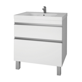 Тумба Dreja GRACE PLUS, 70 см, 2 ящика, с опорами, белый глянец и раковина Грэйс 70 см, 99.0905 + 641600 - фото, отзывы, цена